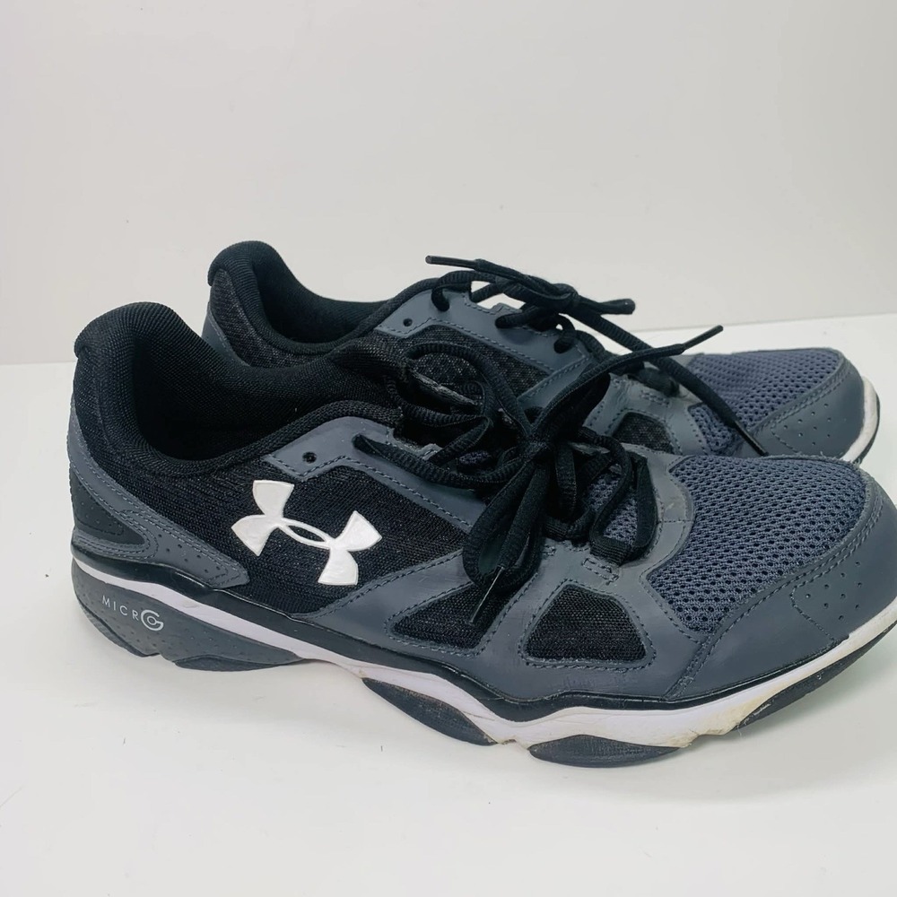 Under Armour Micro G Strive Training Shoes Mens 9.5 Gray Black Outdoor‎ Running
